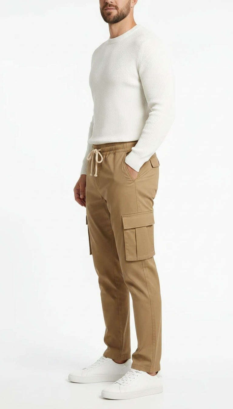 Everyday Comfort Cargo Trousers - Camel/Khaki