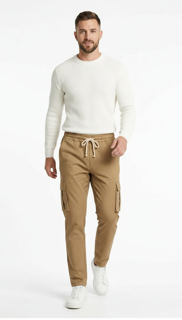 Everyday Comfort Cargo Trousers - Camel/Khaki